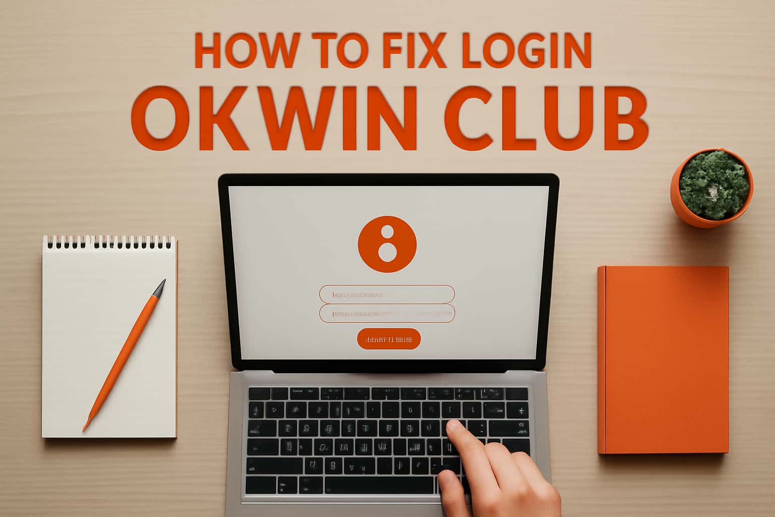 An informational scene depicting Okwin Club login support.
