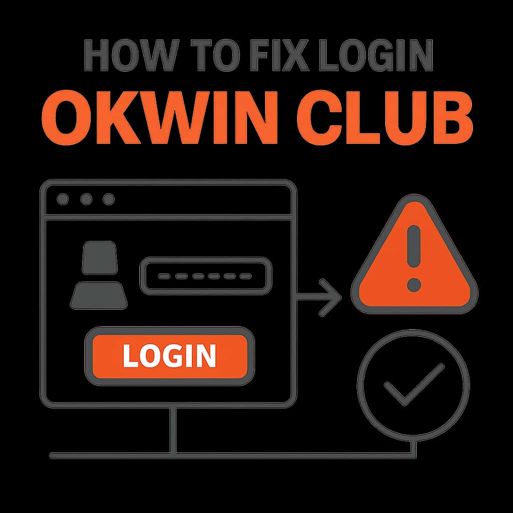 Illustration detailing Okwin Club login troubleshooting.
