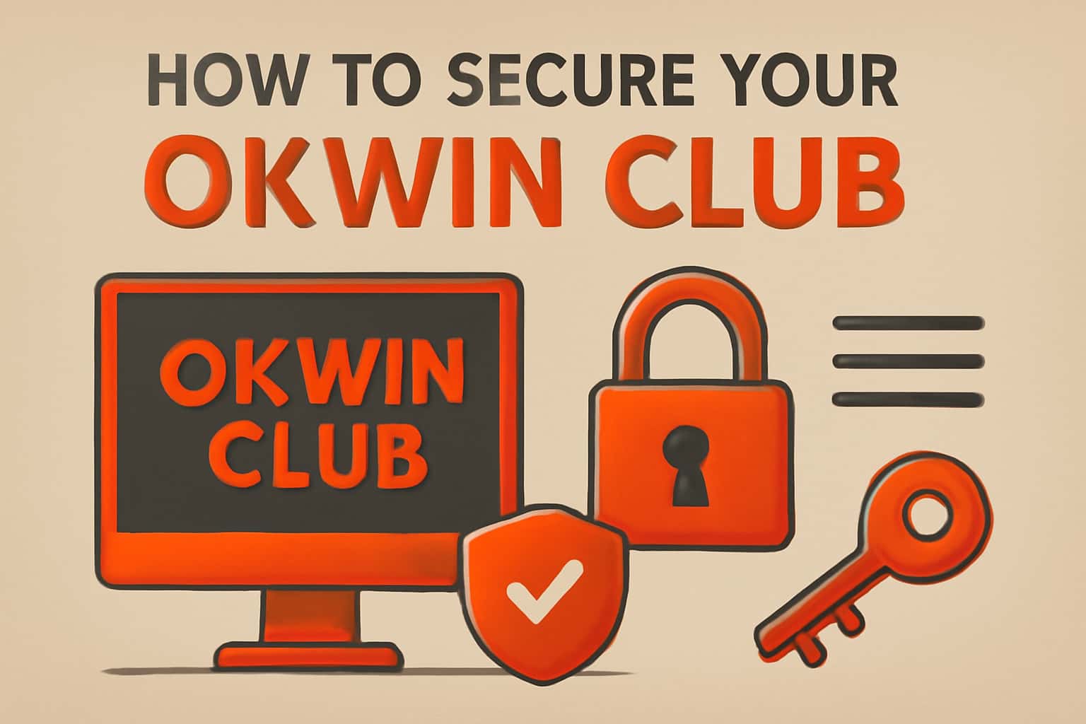 An informational graphic displaying the title 'How to Secure Your Okwin Club Account' with a high-tech background.