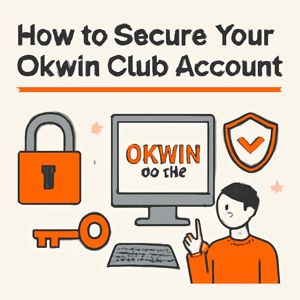 An educational diagram illustrating the steps to secure your Okwin Club account.