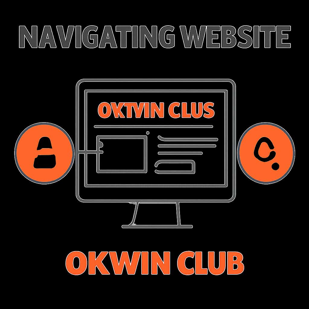 An educational diagram illustrating navigation steps for Okwin Club.