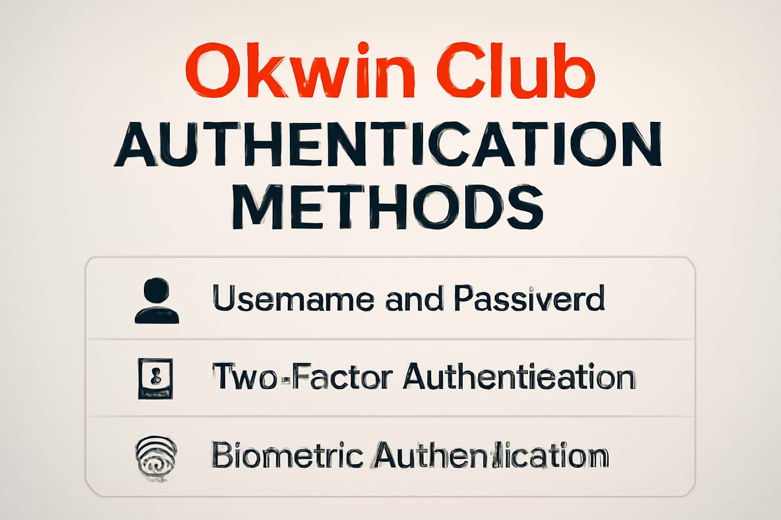 Informative depiction of Okwin Club Authentication Methods with emphasis on account security.