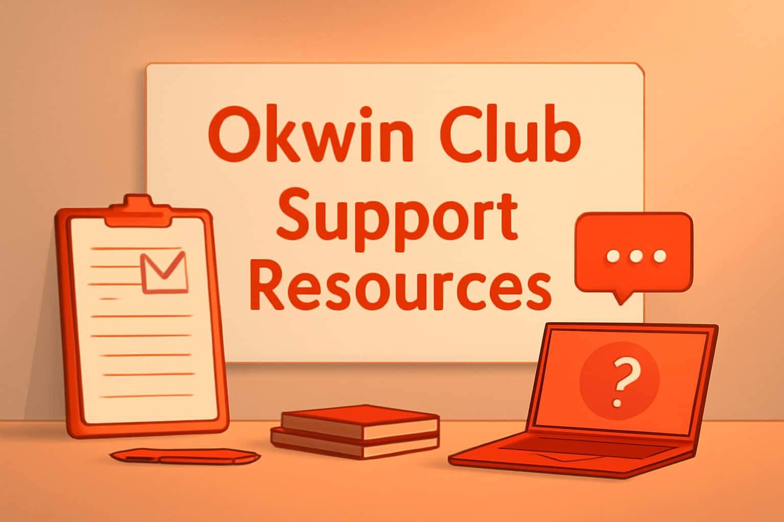 A visual representation of Okwin Club Support Resources, showcasing a neutral informational setup.