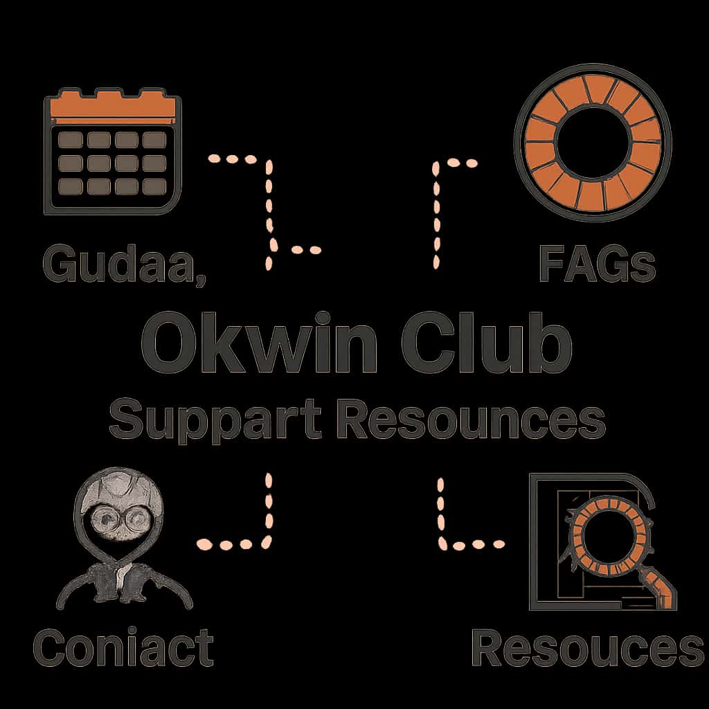 An educational diagram explaining Okwin Club Support Resources.