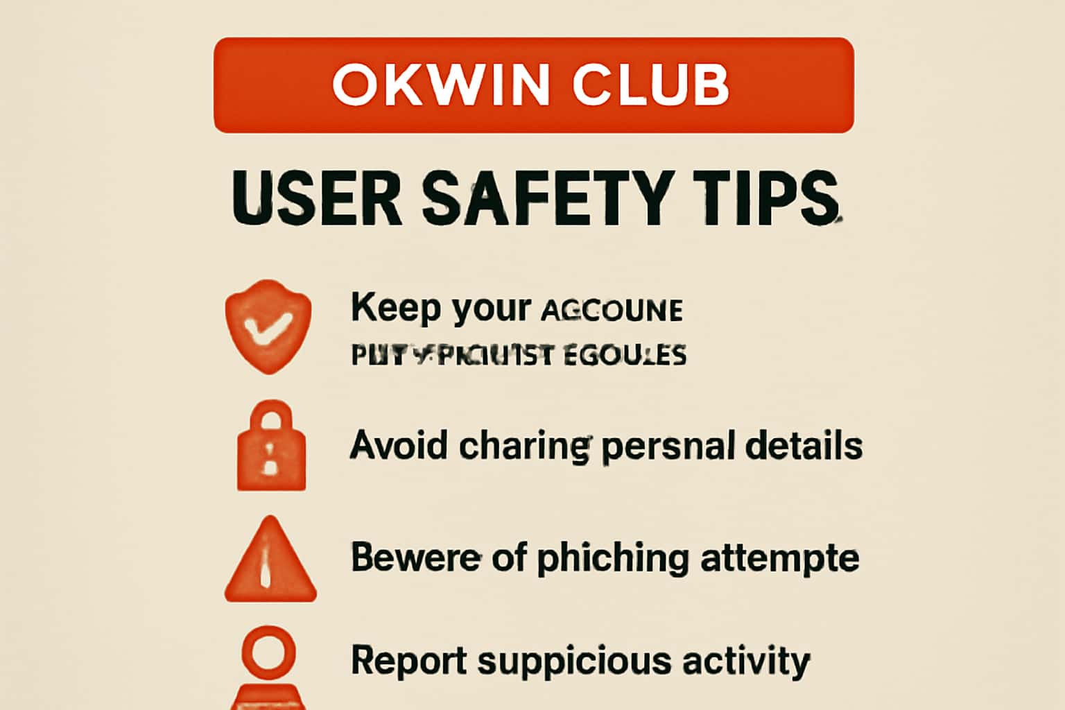 A futuristic representation of user safety tips within the Okwin Club platform.