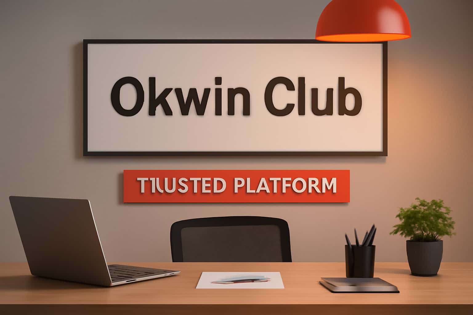 Informational scene depicting the Trusted Platform Okwin Club with futuristic design elements.